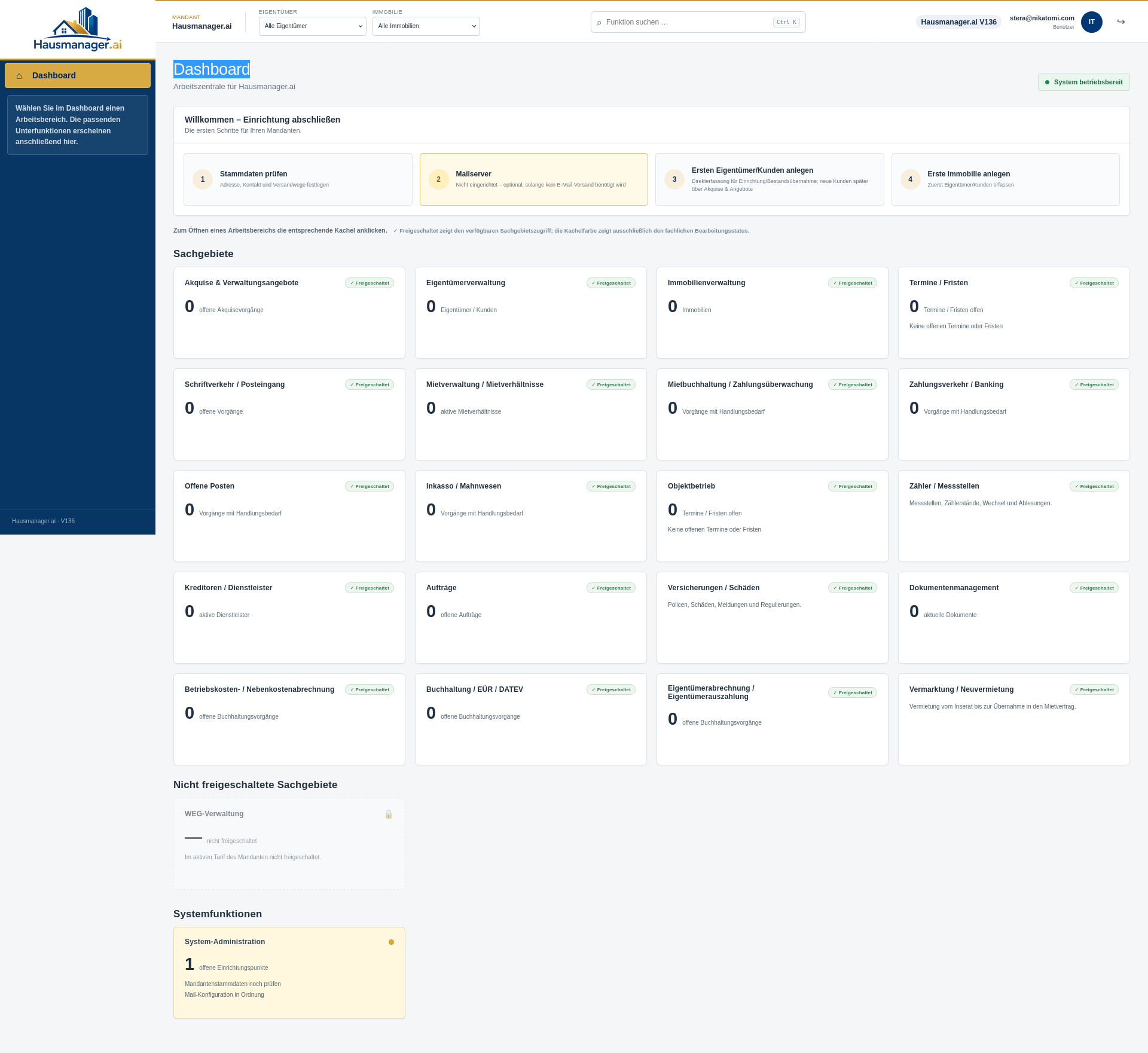 Hausmanager.ai Dashboard